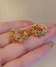Regular Gold Metal Wrinkles Circle Hoop Earrings