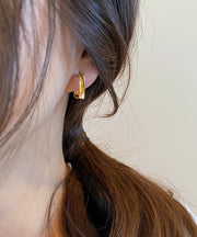 Regular Gold Sterling Silver Alloy SquareHoop Earrings