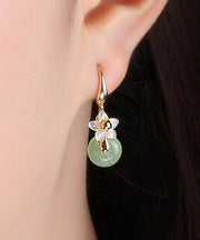 Regular Green Jade Shell Flower Drop Earrings