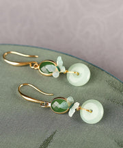 Regular Green Sterling Silver Coloured Glaze Floral Drop Earring