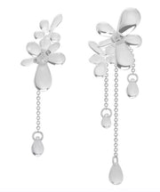 Regular Nude Copper Silvering Glass Bead Asymmetricar Floral Tassel Drop Earrings