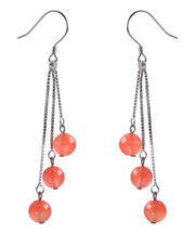 Regular Orange Sterling Silver Agate Tassel Drop Earrings