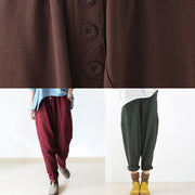 Relaxed and casual Harem Pants new style brown trousers in autumn and winter long pants - SooLinen