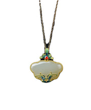 Retro Blue Sterling Silver Gilded Inlaid Cloisonne Jade Pendant Necklace