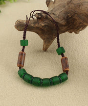 Retro Ethnic Style Green Handwoven Crystal Necklace