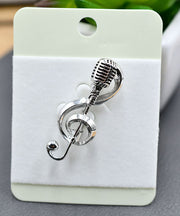 Retro Gold Alloy Microphone Musical Note Brooches