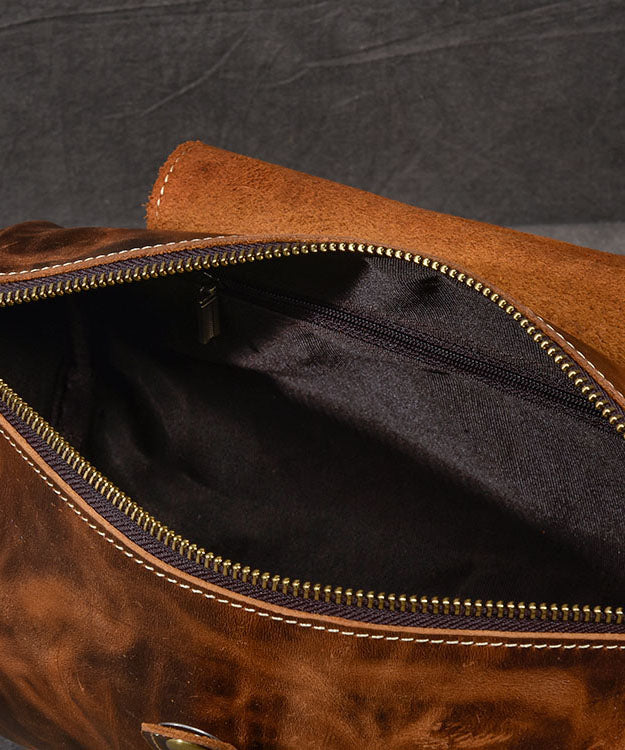 Retro Khaki Bucket Shape Paitings Calf Leather Messenger Bag