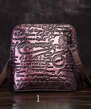 Satchel-Handtasche aus Kalbsleder mit mehrfarbiger Retro-Buchstabenprägung