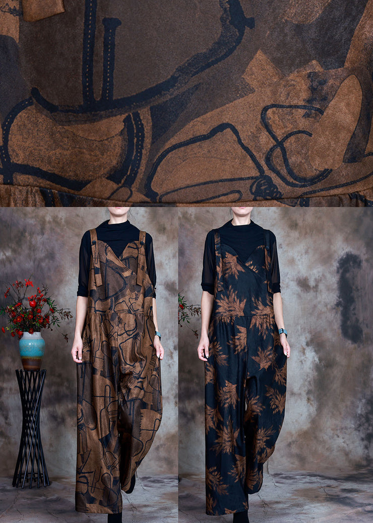 Retro Navy Fashion Print schmal geschnittene Herbst-Overallhose
