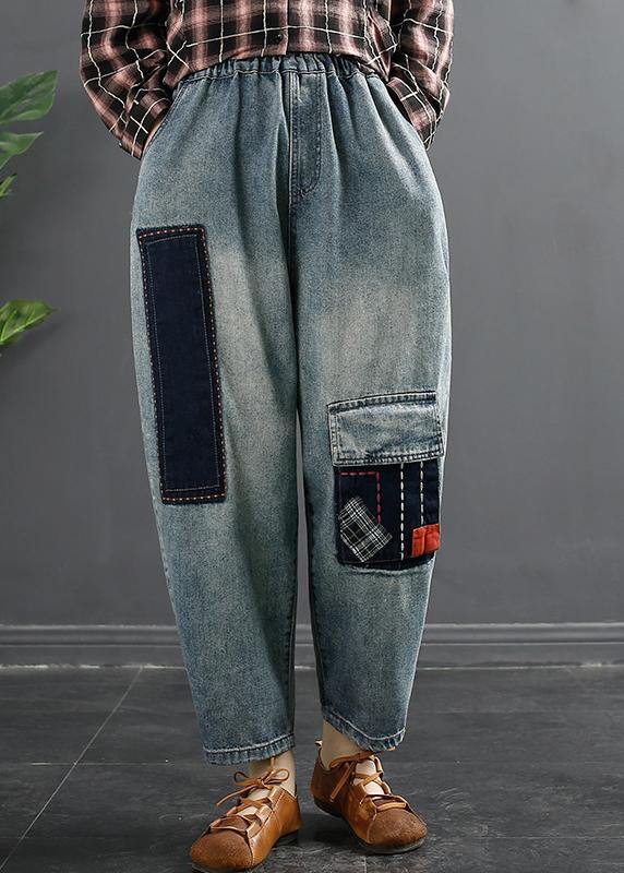 Retro Patch Embroidered Jeans Women&