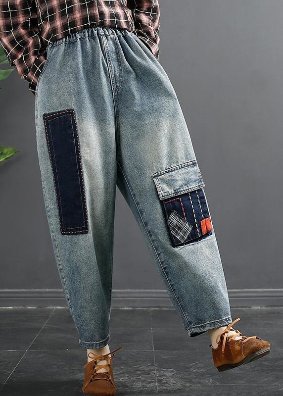 Retro Patch Embroidered Jeans Women&