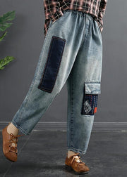 Retro Patch Embroidered Jeans Women's Spring Loose Harem Pants - SooLinen