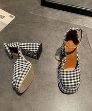 Retro Plaid Faux Leather Comfortable Splicing Chunky High Heels