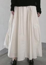 Retro Pleated Skirt Women's White Half Skirt - SooLinen