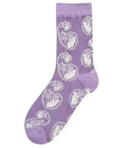 Retro Purple Jacquard Thick Cotton Mid Calf Socks