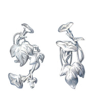 Retro Silk Sterling Silver Morning Glory Stud Earrings