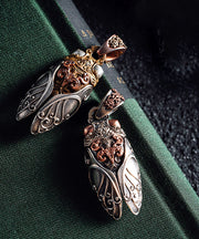 Retro Sterling Silver Golden Cicada Pendant Necklace