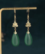 Retro White Ancient Gold Descendants Of Royal Families Chalcedony Drop Earrings