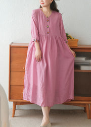 Rose Linen Long Dress And Spaghetti Strap Dress Two Pieces Set Embroidered Short Sleeve