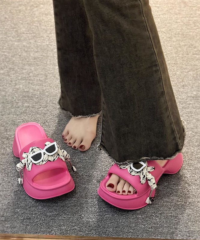 Rose Slide Sandals Platform Lace Up Fitted Splicing Peep Toe
