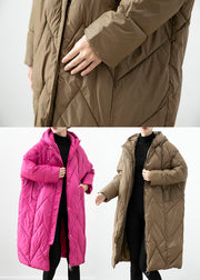 Rose Thick Cotton Filled Puffer Jacket Hooded Pockets Winter