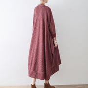 Baumwoll-Strickjacken mit Rubinstreifen, lange Freizeitmäntel, übergroße Baumwollkleidung