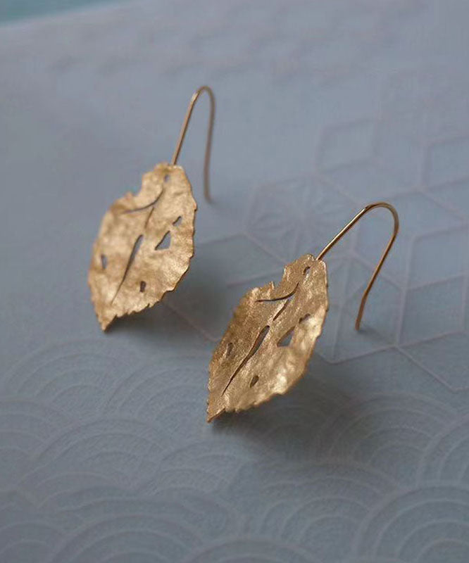 Chic Gold Copper Overgild Maple Leaf Drop Earrings