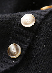 Silm Fit Black Turtle Neck Sequins Button Knit Dress Winter