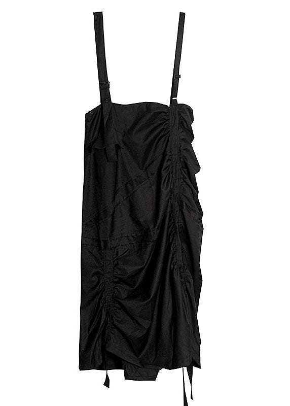 Einfaches schwarzes asymmetrisches Design zerknitterte Sommerkleider ärmellos