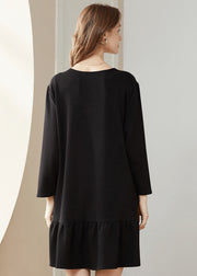 Simple Black Bow Original Design Cotton A Line Dress Spring