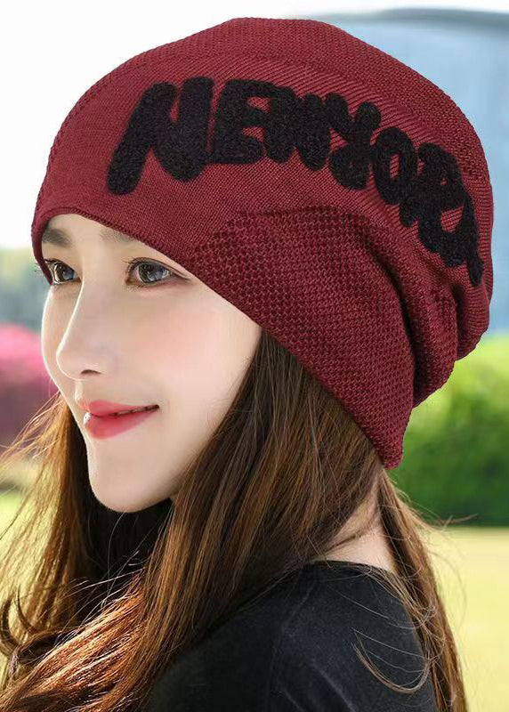 Simple Black Comfy Letter Embroidery Knit Boonie Hat