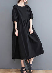 Simple Black Patchwork Solid Vacation Long Dresses Summer