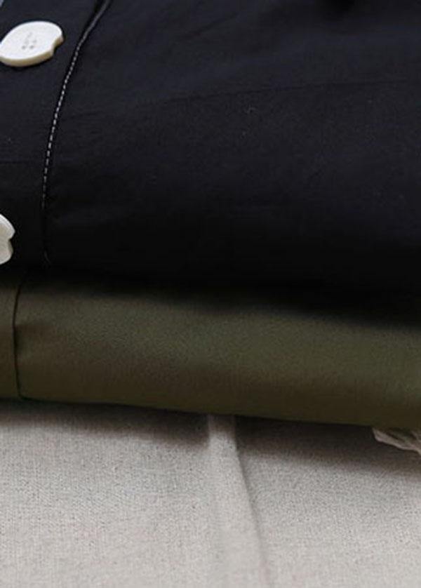 Simple Black Pockets Cotton long shirts Summer Dress - SooLinen