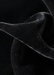 Simple Black Stand Collar Button Patchwork Silk Velour Waistcoat Fall