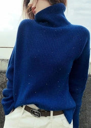 Simple Black Turtleneck Cozy Cotton Knit Sweaters Long Sleeve