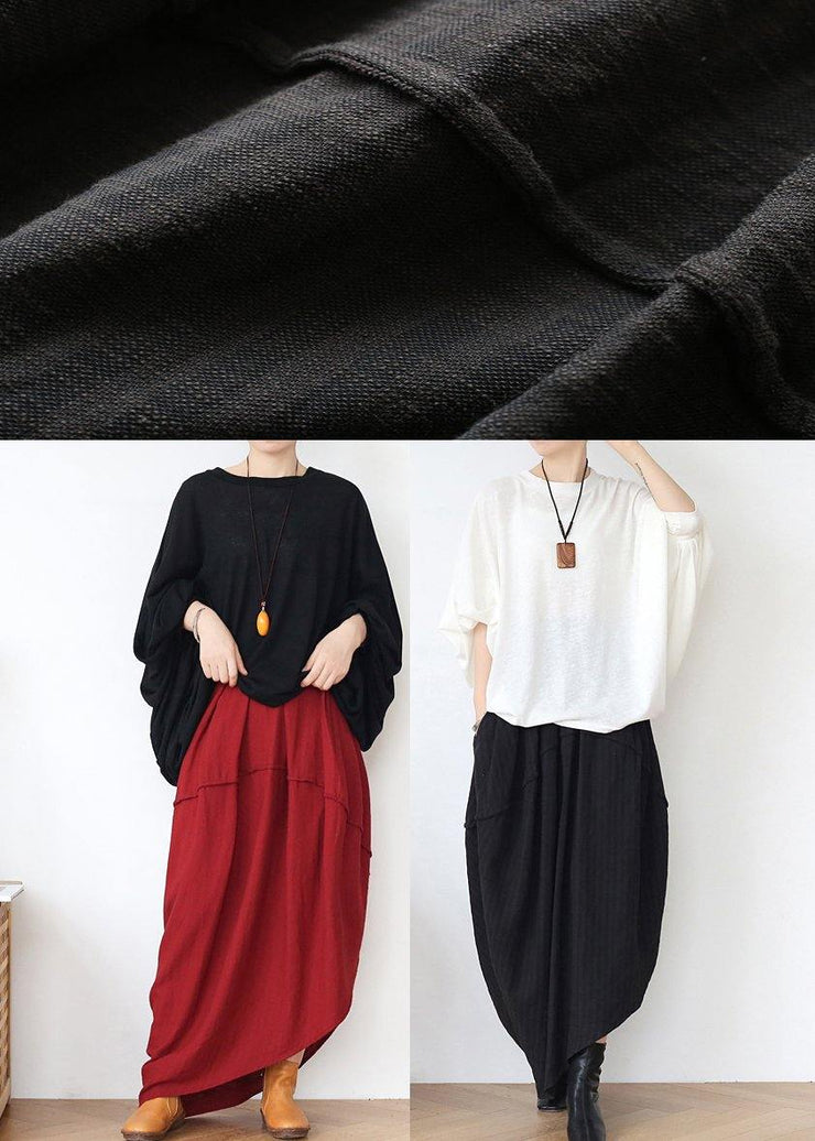 Simple Black asymmetrical Design Linen Skirt - SooLinen