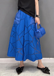 Einfache blaue Taschen Patchwork-Baumwollhose mit weitem Bein Sommer