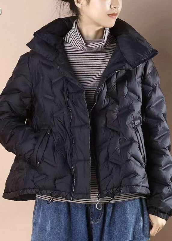 Simple Blue Short Puffer Jackets Winter Down Coat Outwear