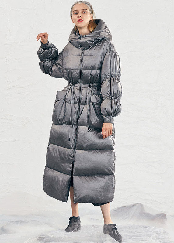 Simple Caramel fashion drawstring Thick Winter Duck Down Puffer Coat