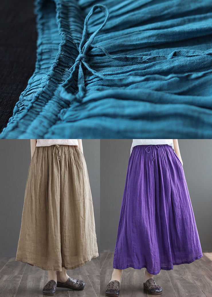 Einfache dunkelblaue elastische Taillen-Doppeldecker-Leinenröcke Sommer
