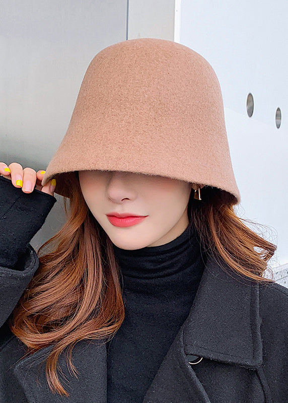 Simple Fashion Versatile Coffee Woolen Bucket Hat