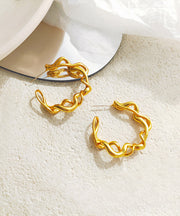 Simple Gold Plated C Graphic Hoop Earrings