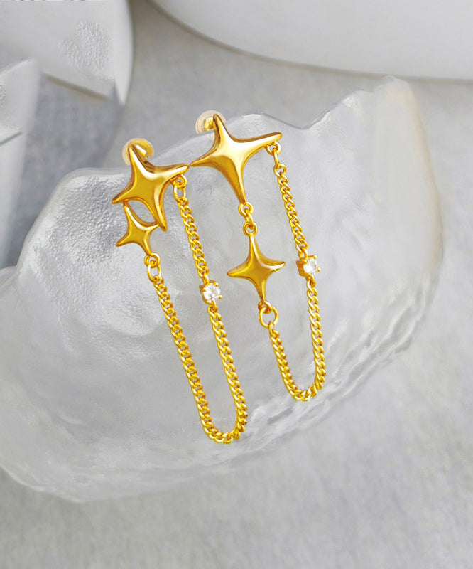 Simple Gold Plated Zircon Drop Earrings