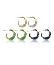 Simple Green Copper Gold Plated C Graphic Hoop Earringss