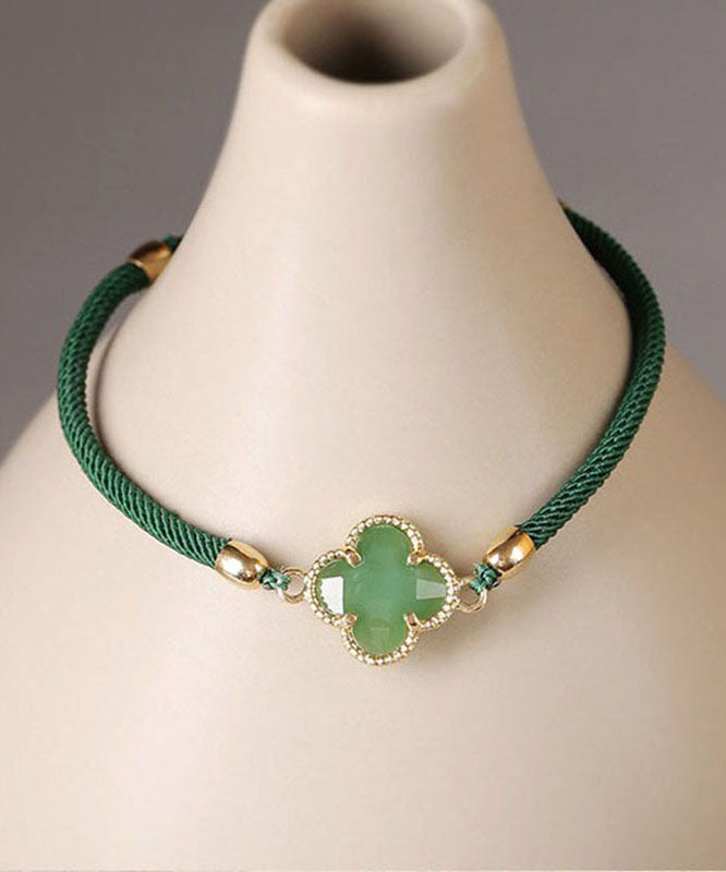 Simple Green Jade Coloured Glaze Charm Bracelet