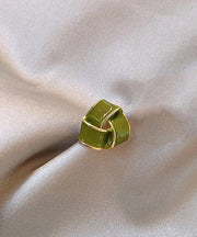 Simple Green Overgild Triangular Stud Earrings