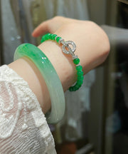 Simple Green Sterling Silver Jade Bracelet