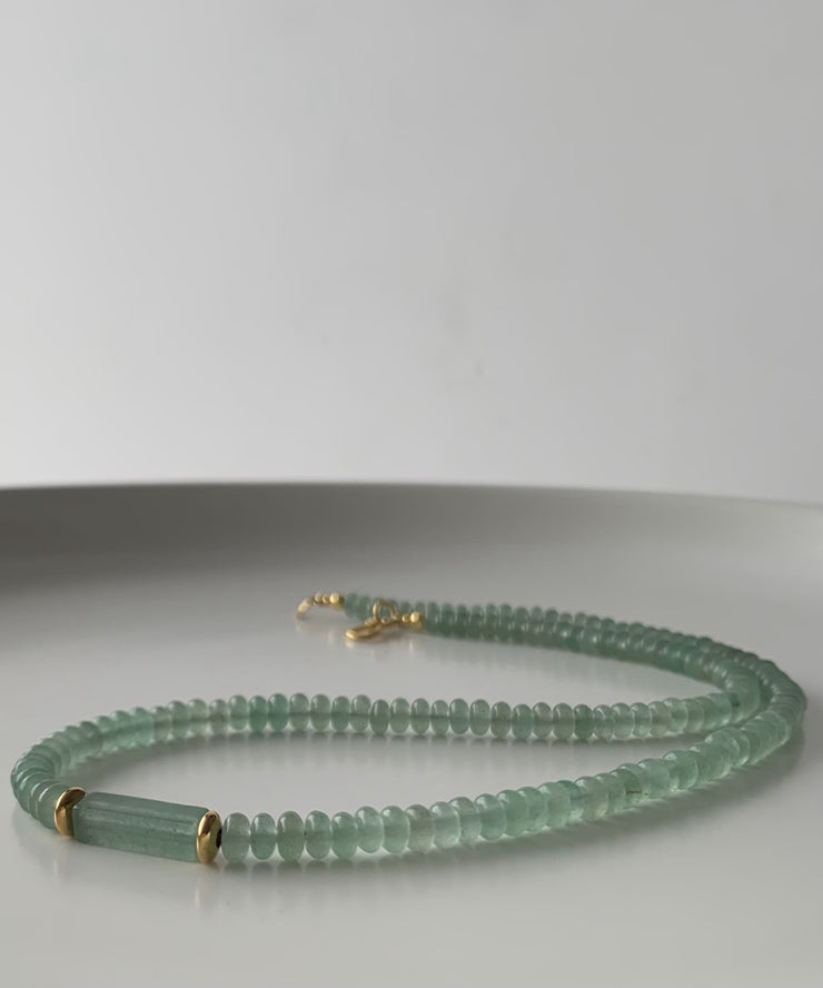 Simple Green Sterling Silver Overgild Jade Necklace