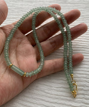 Simple Green Sterling Silver Overgild Jade Necklace