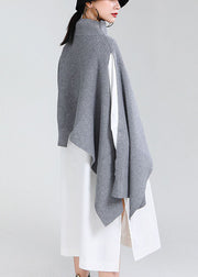 Einfaches graues asymmetrisches Design Street Wear Herbst Strickpullover